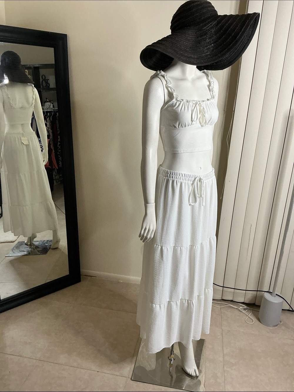 See You Monday White Smocked Maxi Dress with Ruffle Straps - Picture 9 of 10